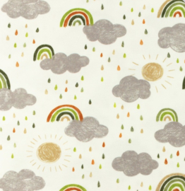 Snoozy fabrics Tricot Regenboog wolkjes