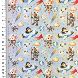Poplin digitale print Little Boys Dreams - Design D