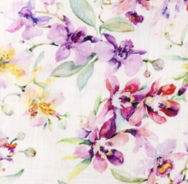 Snoozy fabrics hydrofiel Aquarel bloemen design C