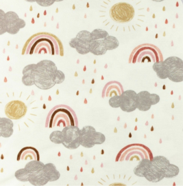 Snoozy fabrics Tricot Regenboog wolkjes