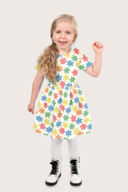 Katoen Poplin bedrukt Bloemen Gebroken wit