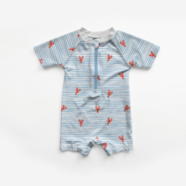 Swimwear Jersey digitaal bedrukt Krabben Babyblauw