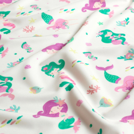 Swimwear Jersey digitaal bedrukt Zeemeermin Gebroken wit