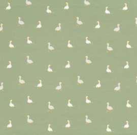 Tricot print Gans oudgroen