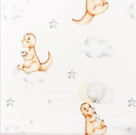 Snoozy fabrics Poplin digital Cloudy dino's