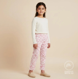 Qjutie Katoen Poplin Print Pinky leaves