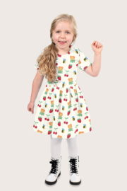 Katoen Poplin bedrukt Fruit & bijtje Gebroken wit