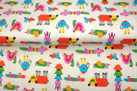 Tricot print Doodle Zoo