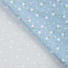 Qjutie Katoen flowers baby blue
