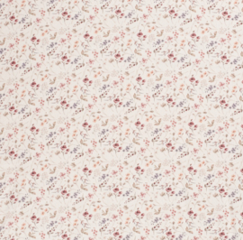 Rib jersey digitaal bedrukt Bloemen Gebroken wit