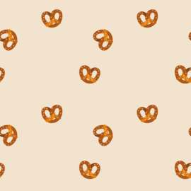 Katoen Jersey stof bedrukt Pretzels