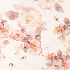 Snoozy fabrics Premium tricot Bedrukte Rozen
