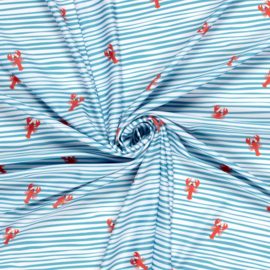Swimwear Jersey digitaal bedrukt Krabben Babyblauw