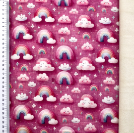 Softshell Printed Mixed Regenboog wolkjes roze