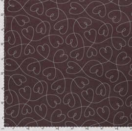 Flanel bedrukt harten mauve