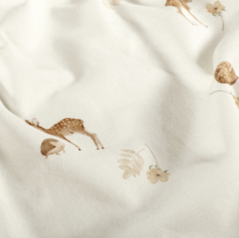 Tricot print bedrukt Sweet Bambi gebroken wit