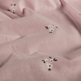 Flanel bedrukt bloemen nude