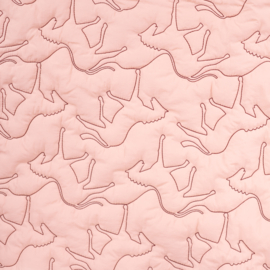 Qjutie doorgestikte stof  quilted  paarden poederroze