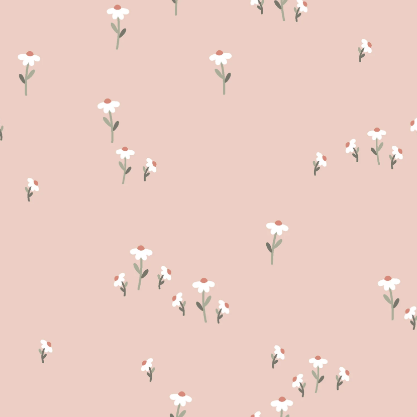 Tricot print bedrukt Bloemen licht zalm