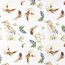 Snoozy fabrics Poplin digital marsh vogel & takje
