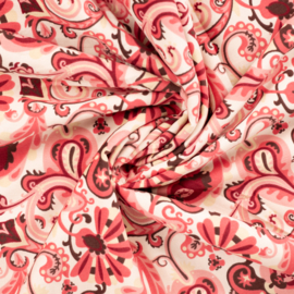 Qjutie printed Corduroy paisley koraal