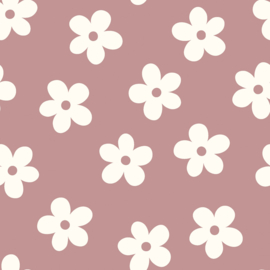 Katoen Jersey bedrukt Bloemen Mauve