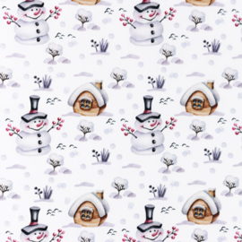 Snoozy fabrics Poplin digital mix snowy