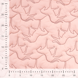 Qjutie doorgestikte stof  quilted  paarden poederroze