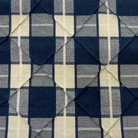 Katoen jacquard met doorgestikte ruiten, donkerblauw/ecru