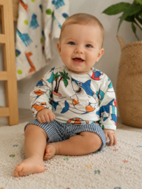 Tricot print bedrukt Haaien Gebroken wit