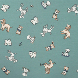 Tricot stof bedrukt Dogs