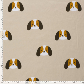 Flanel bedrukt honden beige