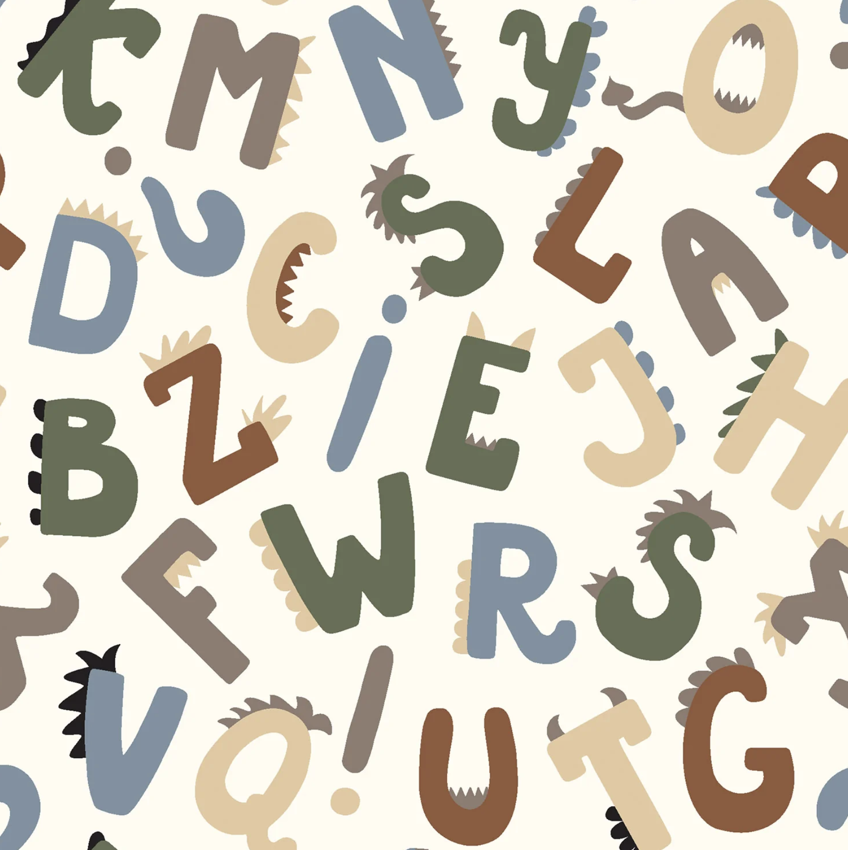 Katoen Poplin stof bedrukt Letters Gebroken wit