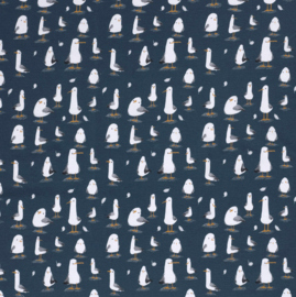 Tricot print bedrukt Zeemeeuw Marine