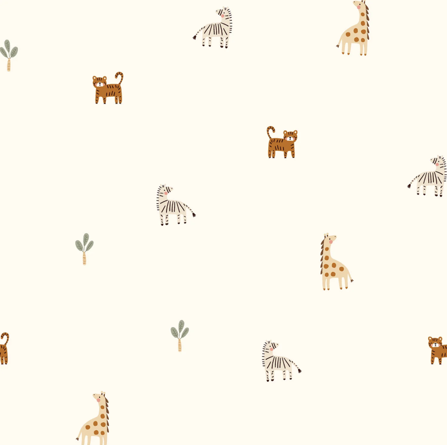 Tricot print bedrukt Dieren Gebroken wit
