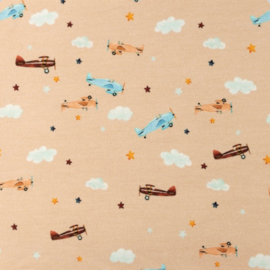Snoozy fabrics Premium tricot Vliegtuigjes