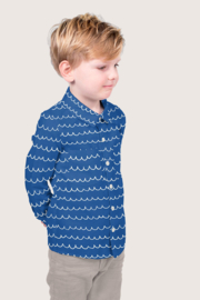 Katoen Poplin bedrukt Water Kobalt