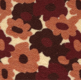 Sherpa Fleece stof bedrukt Ruiten Bloemen Beige