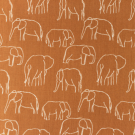 Snoozy fabrics Poplin bedrukt Olifant