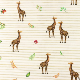 Snoozy fabrics tricot digital streepjes & girafjes