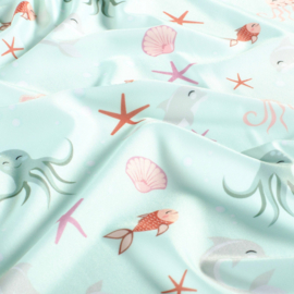 Swimwear Jersey digitaal bedrukt Dolfijnen Mint