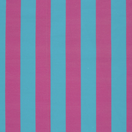 French Terry stof digitaal bedrukt Strepen Aqua/Fuchsia