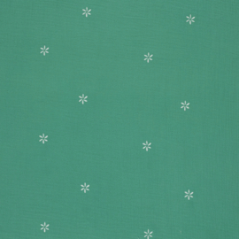 Hydrofiel stof geborduurd Bloemen Groen
