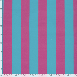 French Terry stof digitaal bedrukt Strepen Aqua/Fuchsia