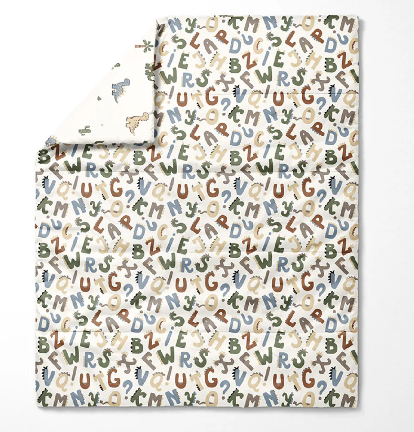 Katoen Poplin stof bedrukt Letters Gebroken wit