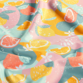 Swimwear Jersey digitaal bedrukt Fruit & vruchten Geel