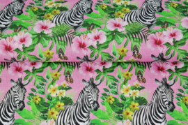 Stenzo poplin digital Zebra &flower