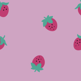 Hydrofiel stof bedrukt Aardbeien Roze