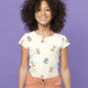 Tricot print bedrukt Dieren gebroken wit