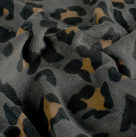 Nicky velours luipaarden donker grijs